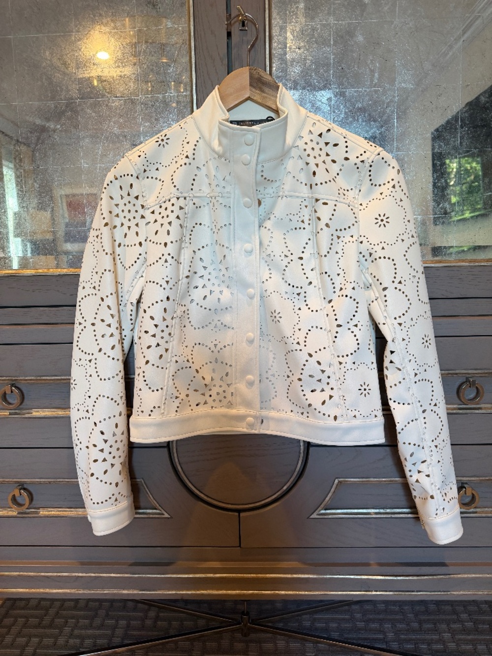 Elliot Lauren Laser-Cut Leather Jacket Size 2